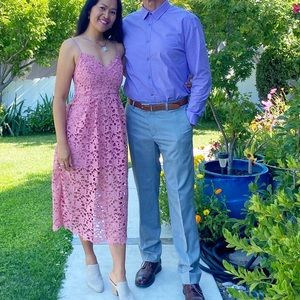 ASTR Lace A-Line Midi Dress in Pink size XS